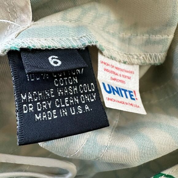 Ralph Lauren, black label, vintage green and tan print pants -size 6 -beaded - Picture 5 of 14